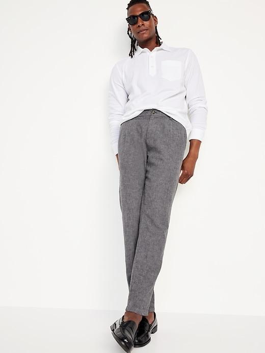 Loose Taper Linen-Blend Ankle Pants Product Image