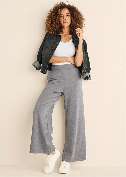 Double Knit Wide Leg Pants Product Image