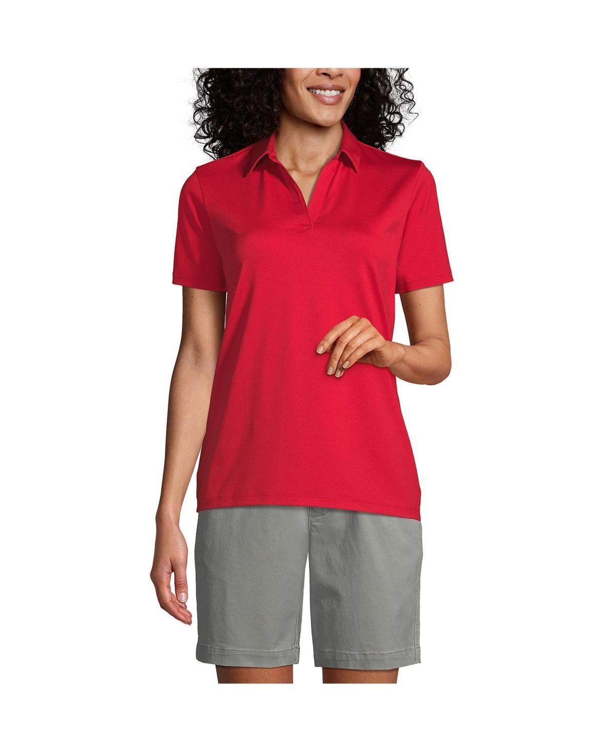 Lands End Womens Short Sleeve Rapid Dry Sport Neck Polo Shirt Product Image