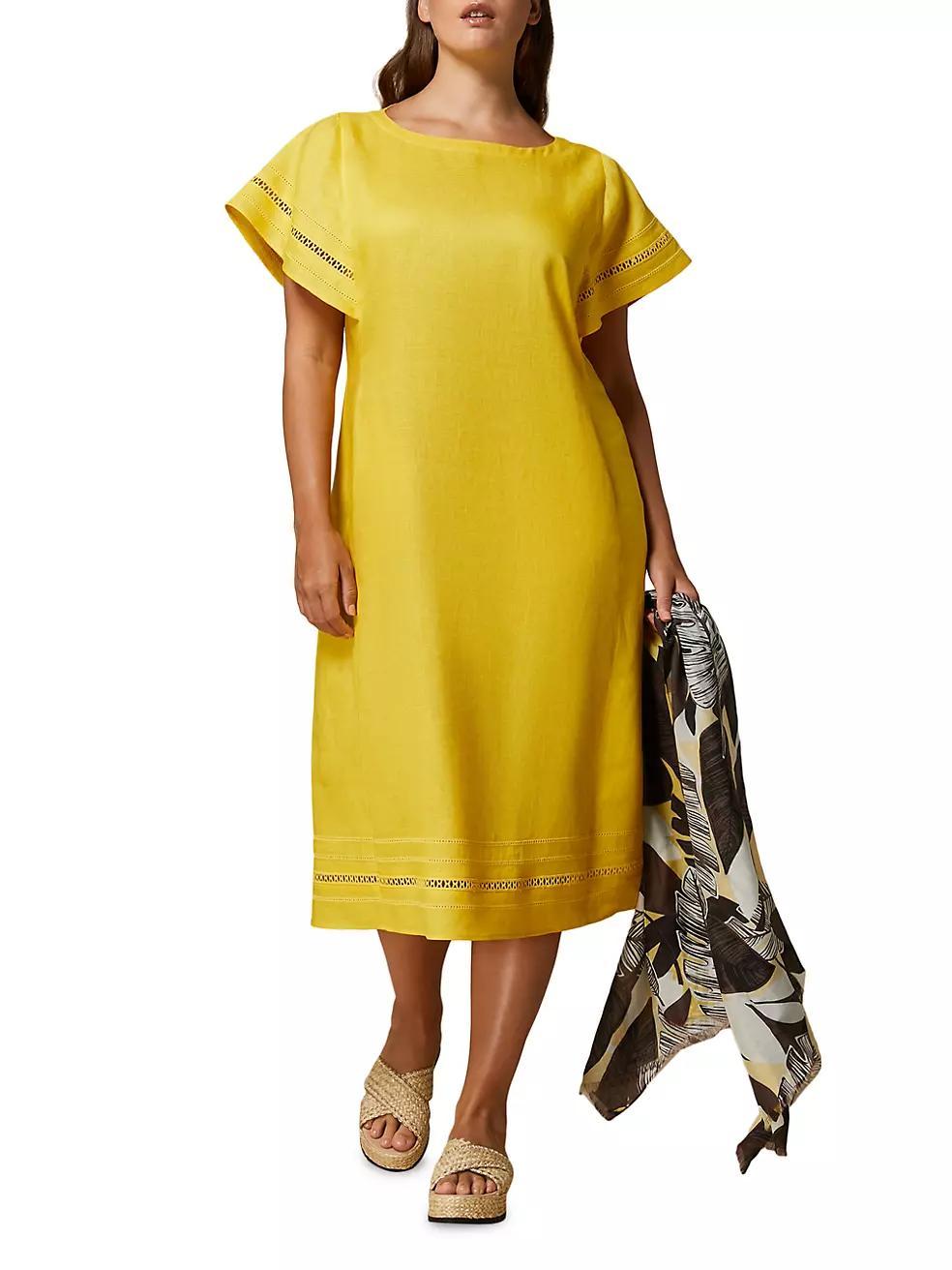 Bartolo Linen Embroidered Midi-Dress Product Image