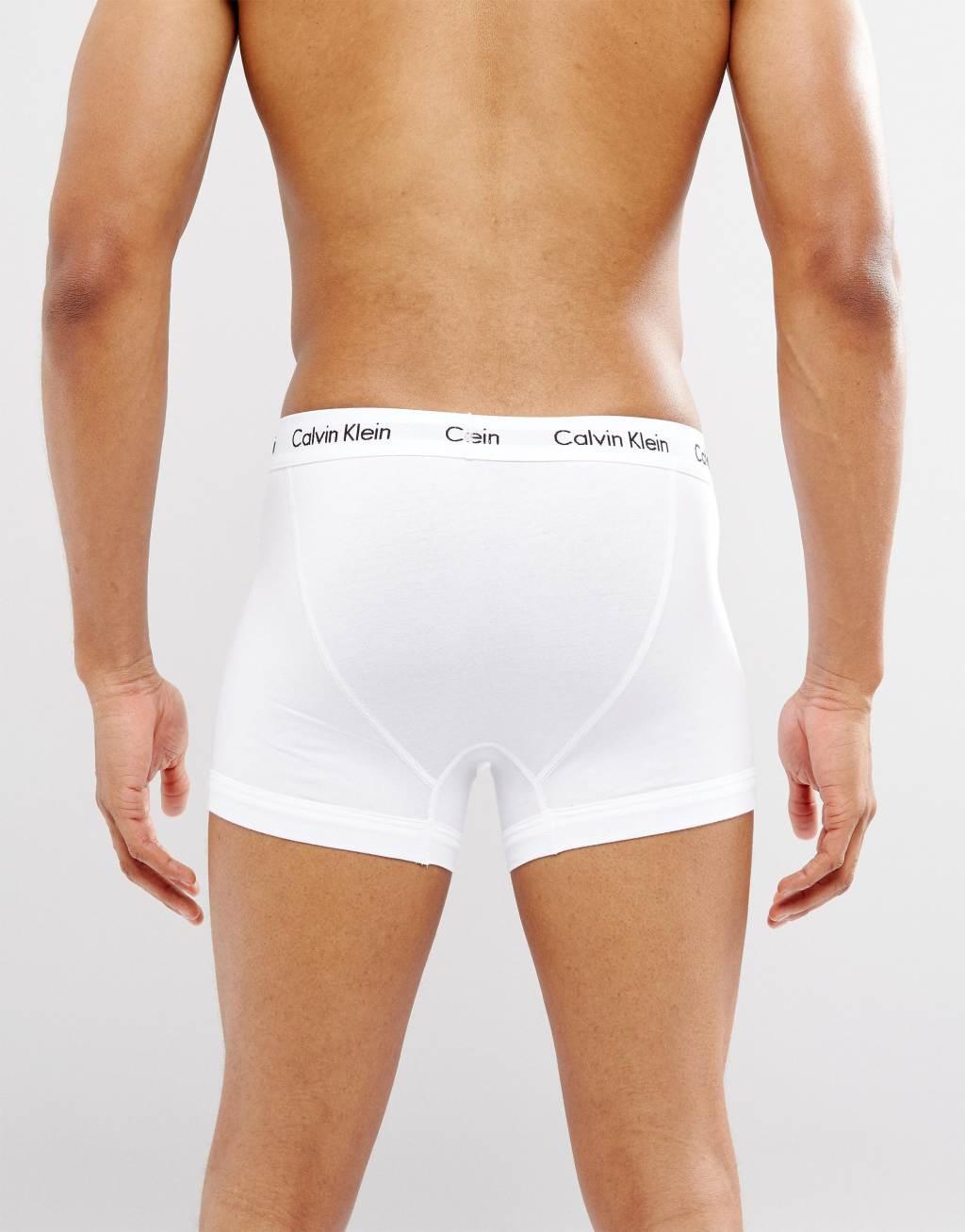 Calvin Klein Cotton Stretch 3-pack trunks in black,white and gray Product Image