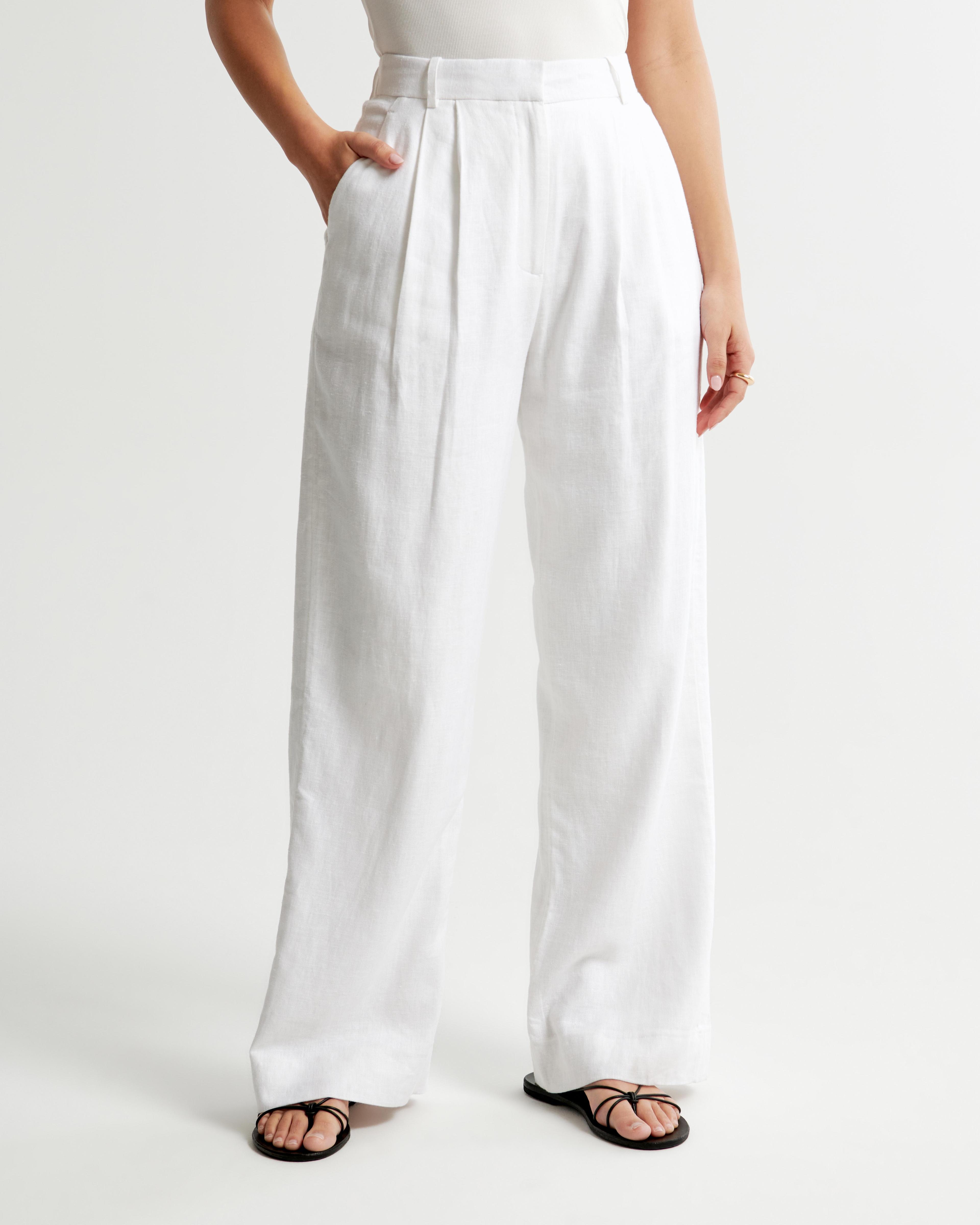 Curve Love A&F Sloane Tailored Linen-Blend Pant Product Image