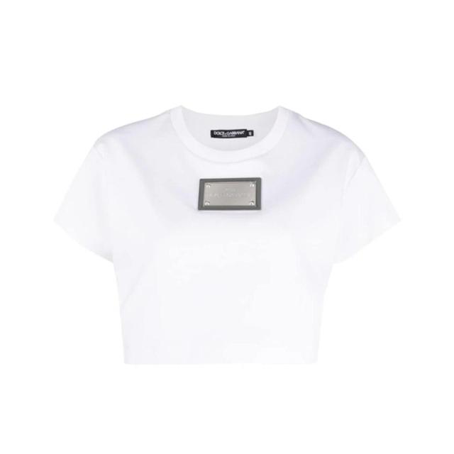 Cropped T-shirt Kim Patch In White Product Image