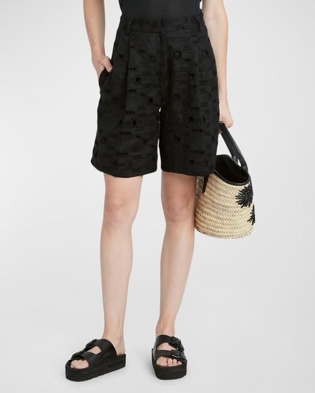 Sengale Lace Pleated Bermuda Shorts Product Image