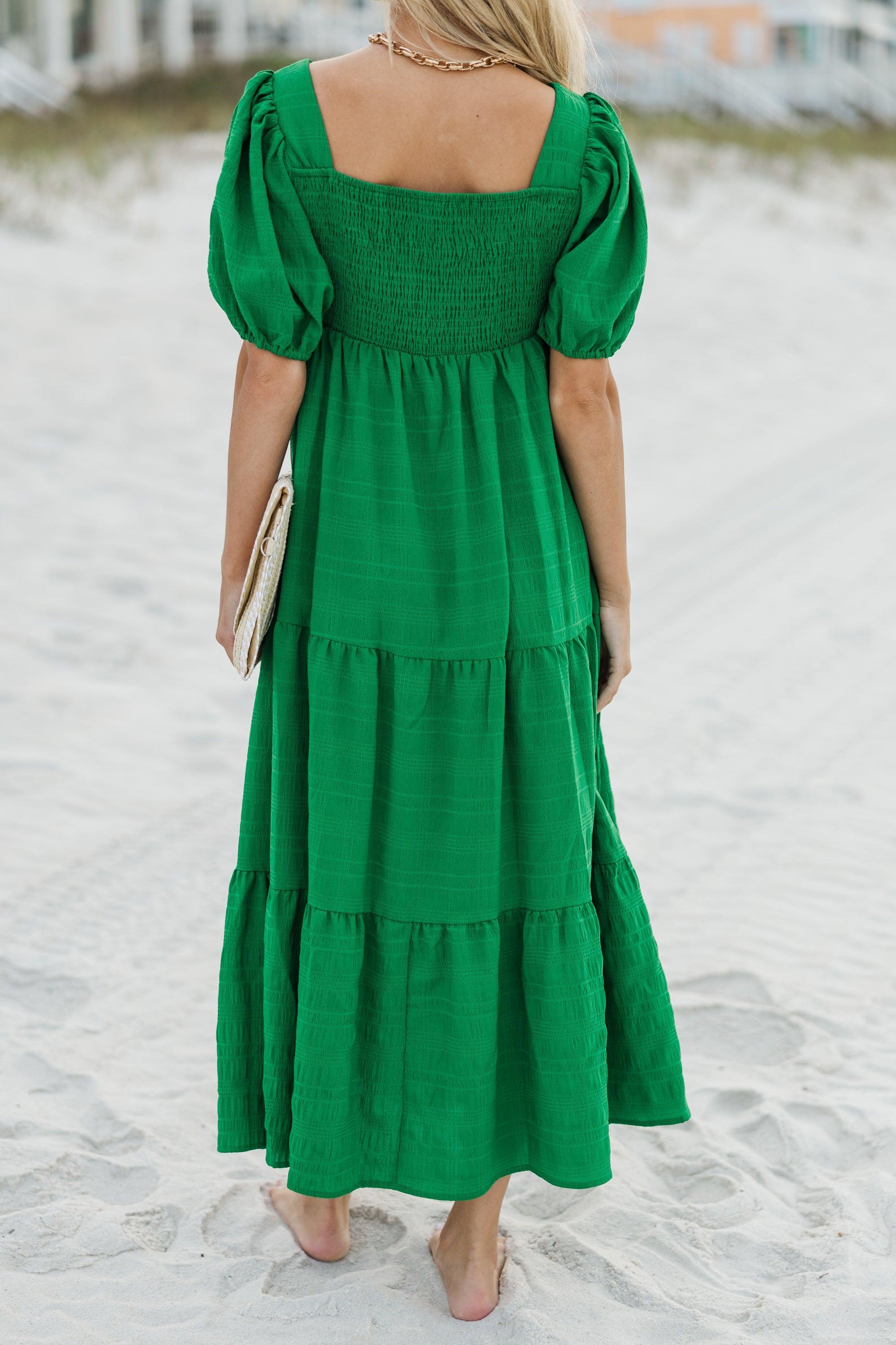 Think About It Kelly Green Midi Dress Female Product Image