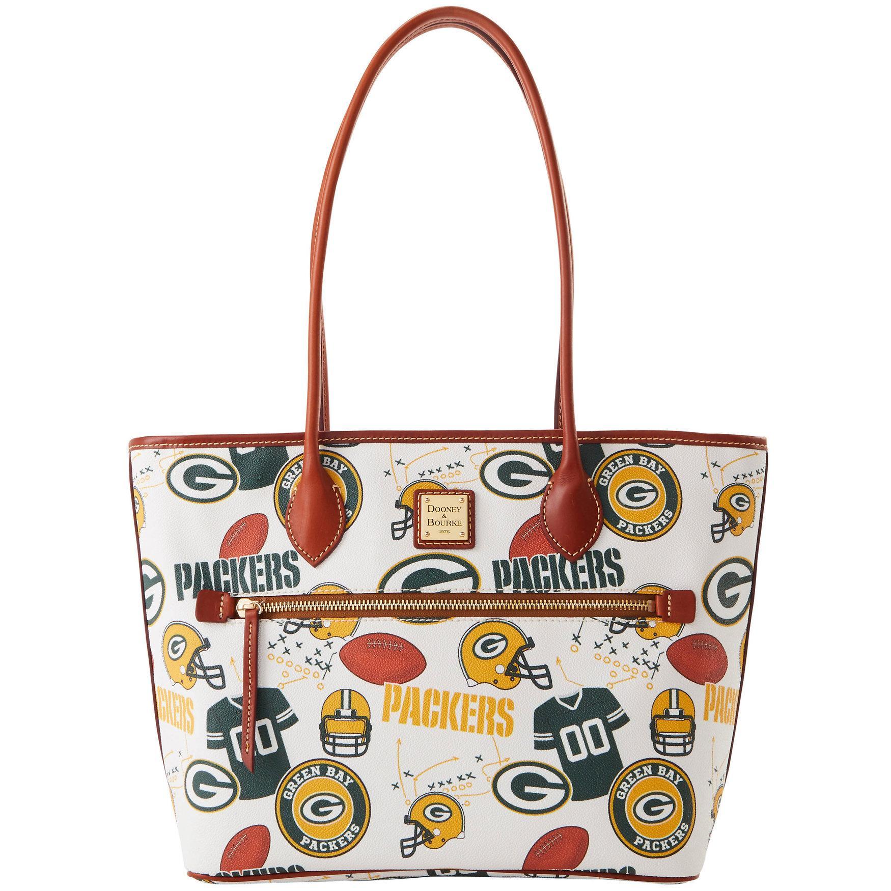 Dooney & Bourke Womens NFL Packers Coated Cotton Tote Shopping Bag in White Multi Product Image