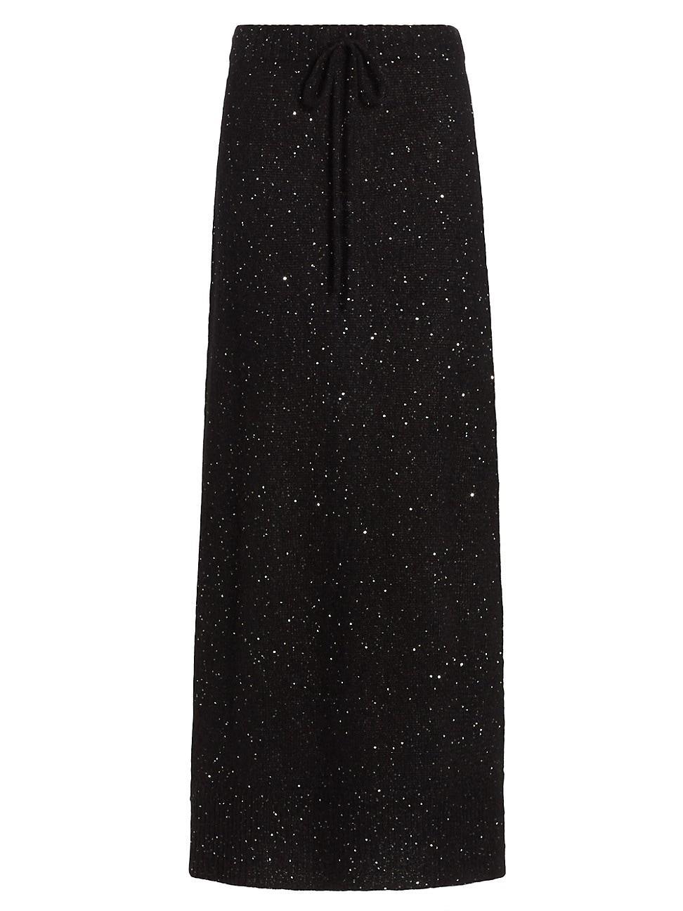 Womens Sequinned Knit Maxi Skirt Product Image