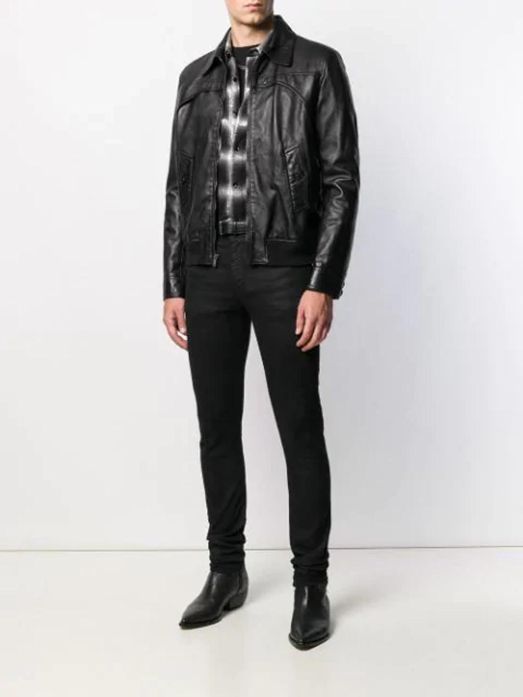 Leather Trucker Jacket In Black Product Image