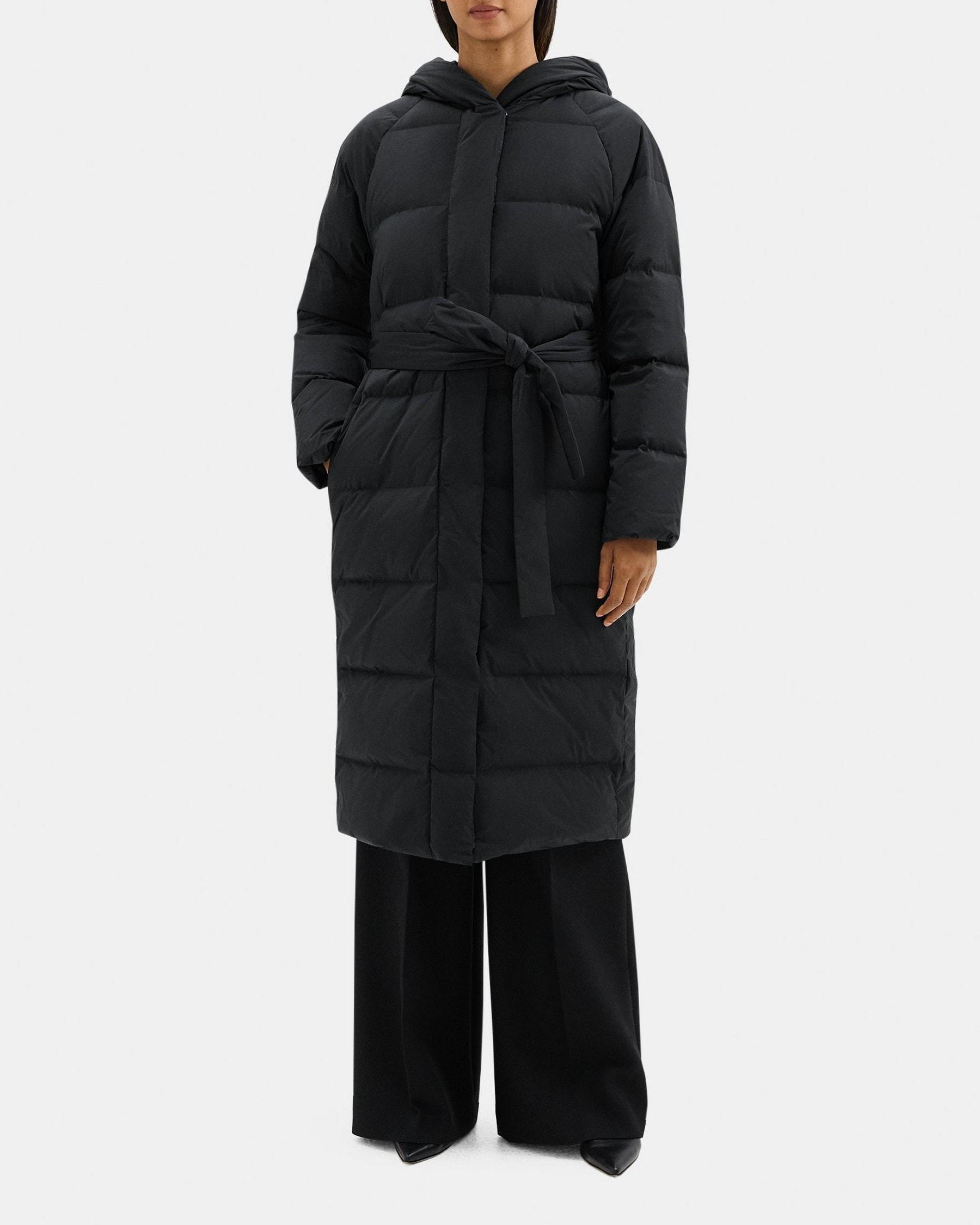 Hooded Wrap Puffer Coat in City Poly Product Image