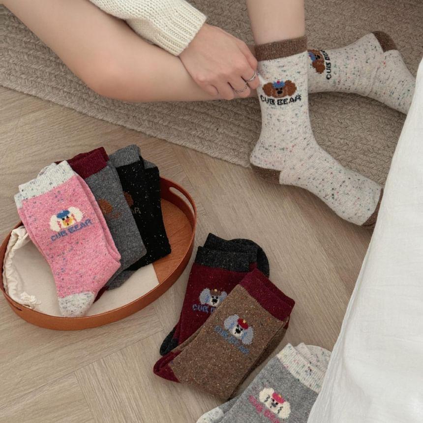 Cartoon Patterned Melange Short Socks Product Image