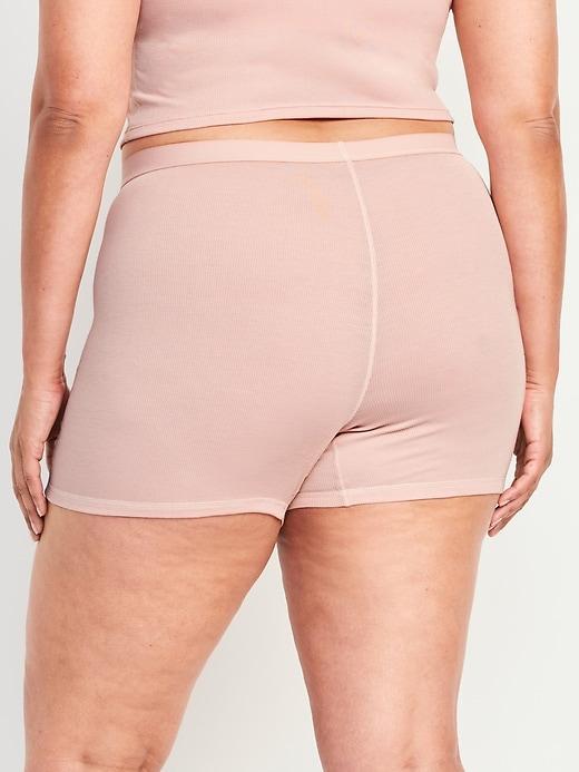 High-Waisted Ribbed Boyshort Briefs -- 3-inch inseam Product Image