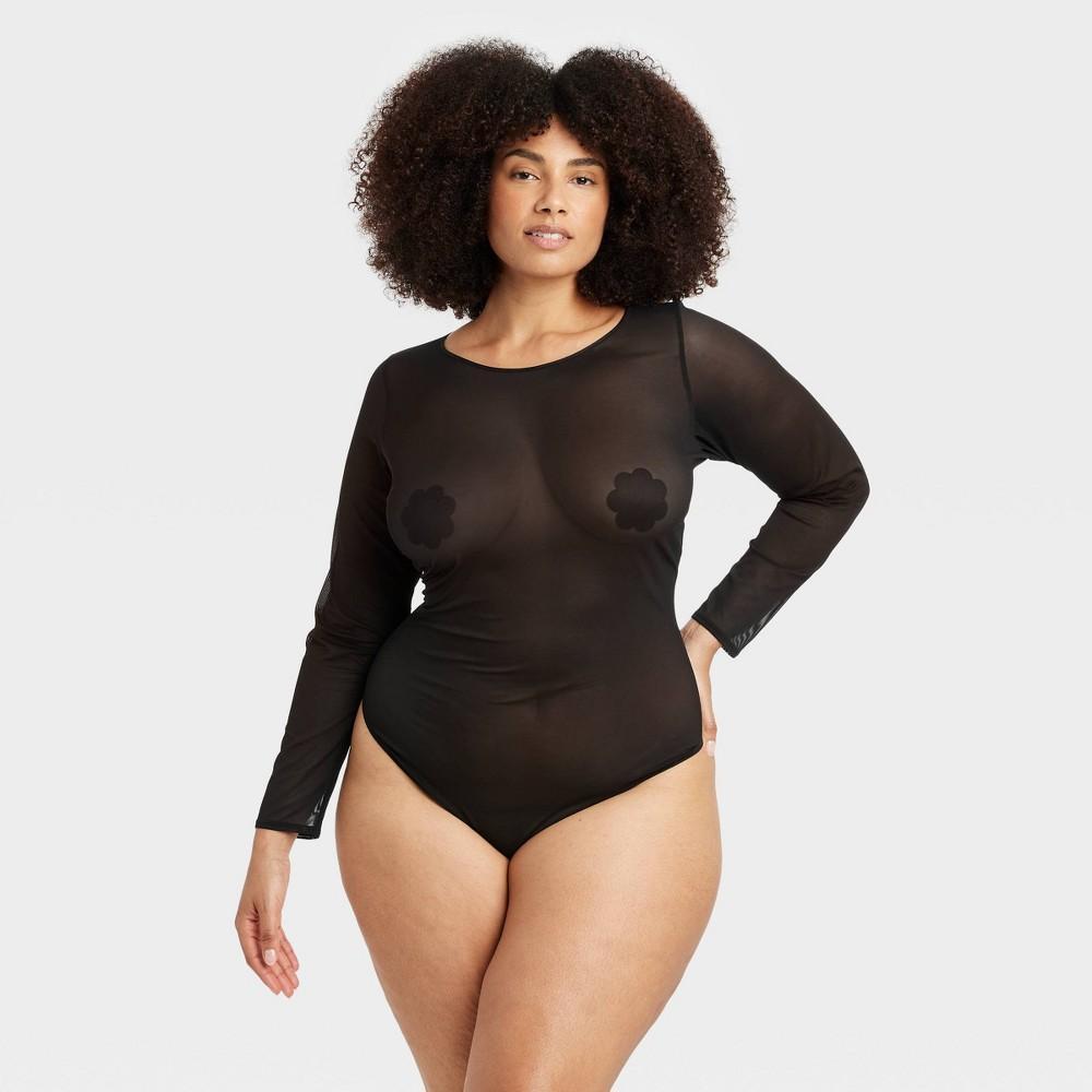 Womens Mesh Long Sleeve Bodysuit - Auden 1X Product Image