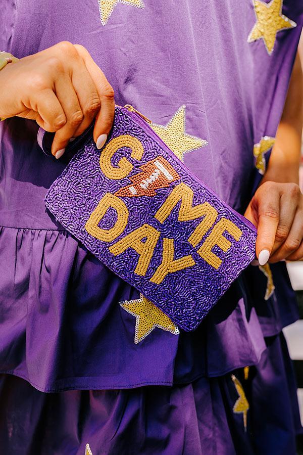 Game Day Beaded Clutch In Purple Product Image