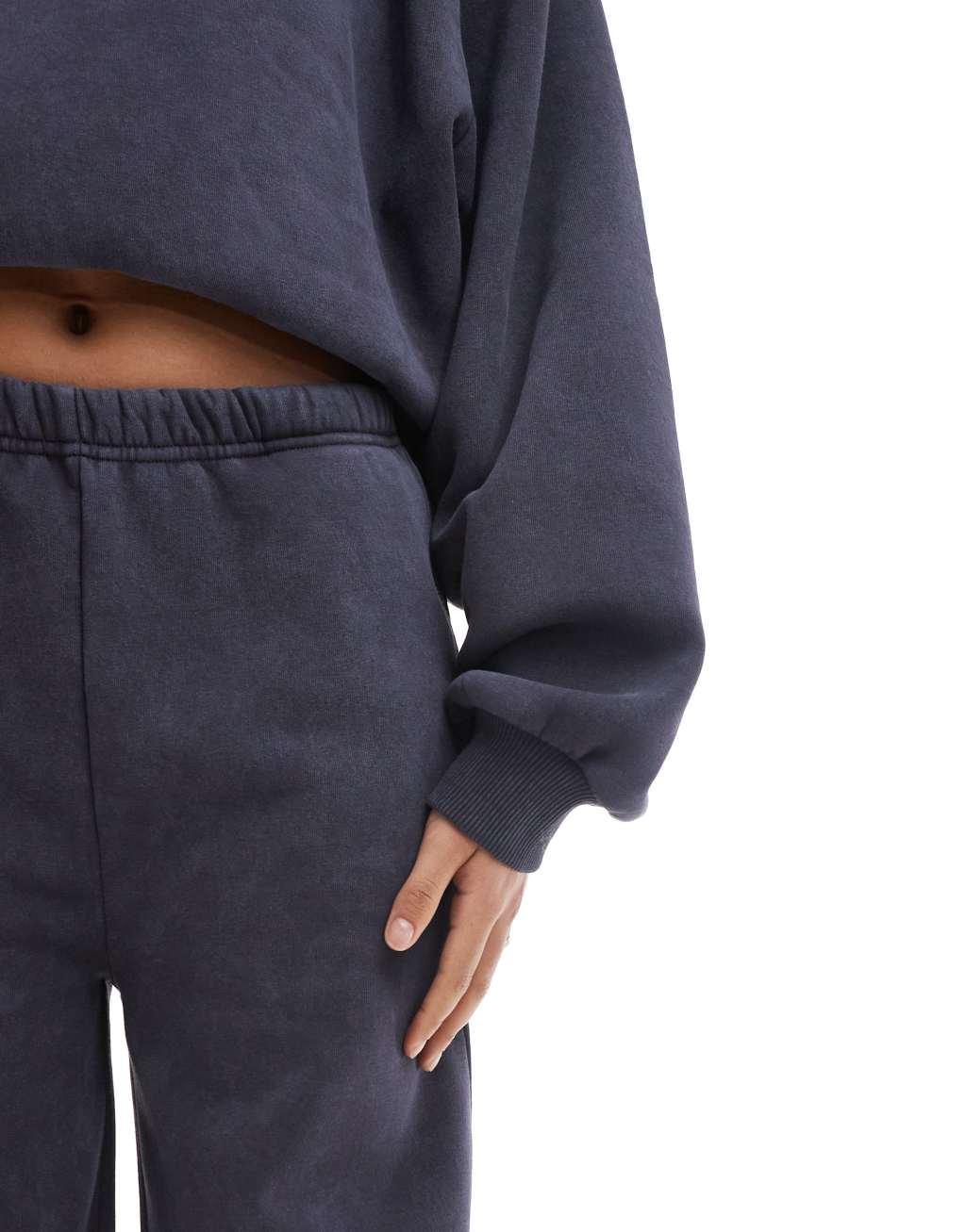 ASOS DESIGN wide leg sweatpants in washed gray - part of a set Product Image