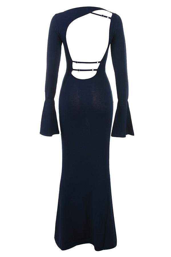 Christiane Midnight Blue Silky Knit Maxi Dress Product Image