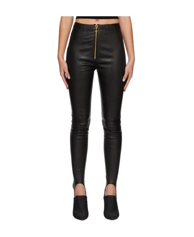 BALMAIN Grain Zipper Leggings In Black Product Image