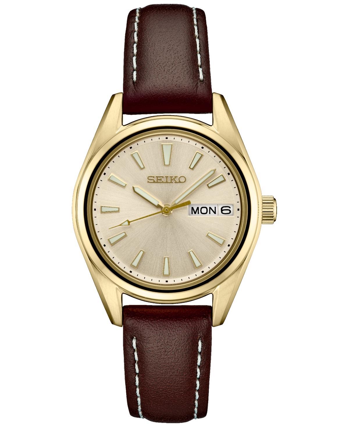 Seiko Womens Essentials Brown Leather Strap Watch 30mm Product Image