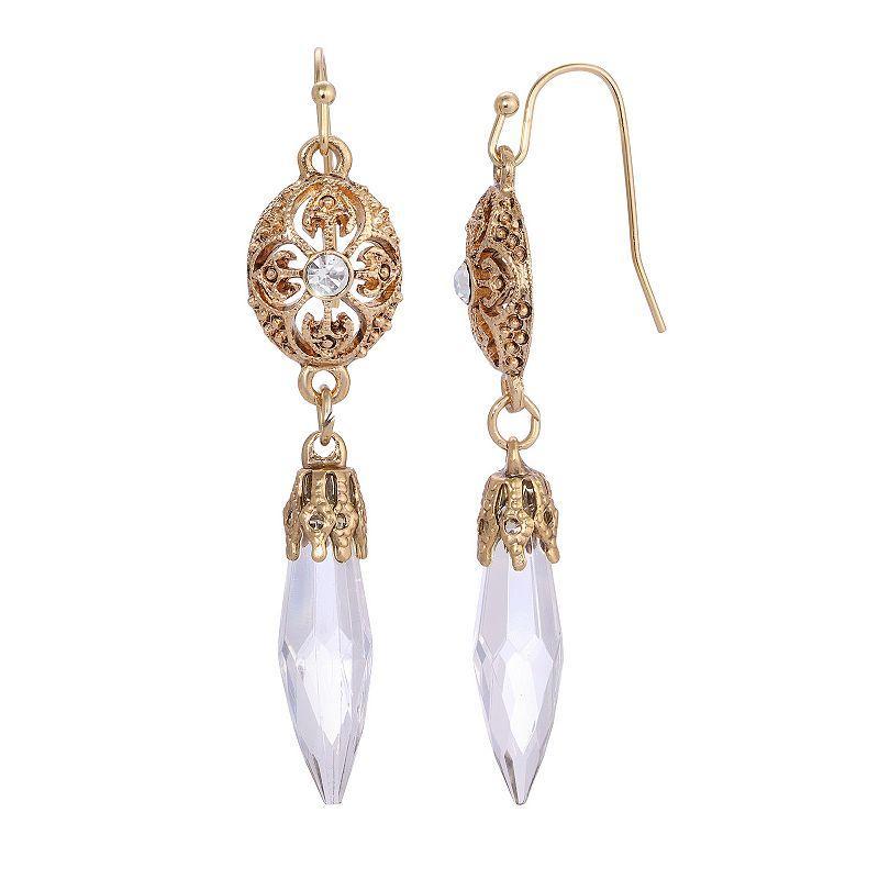 1928 Gold Tone Filigree Icicle Drop Earrings, Womens, Multicolor Product Image