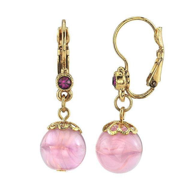 1928 Jewelry Gold Tone Round Amethyst Color Drop Earrings, Womens, Purple Product Image