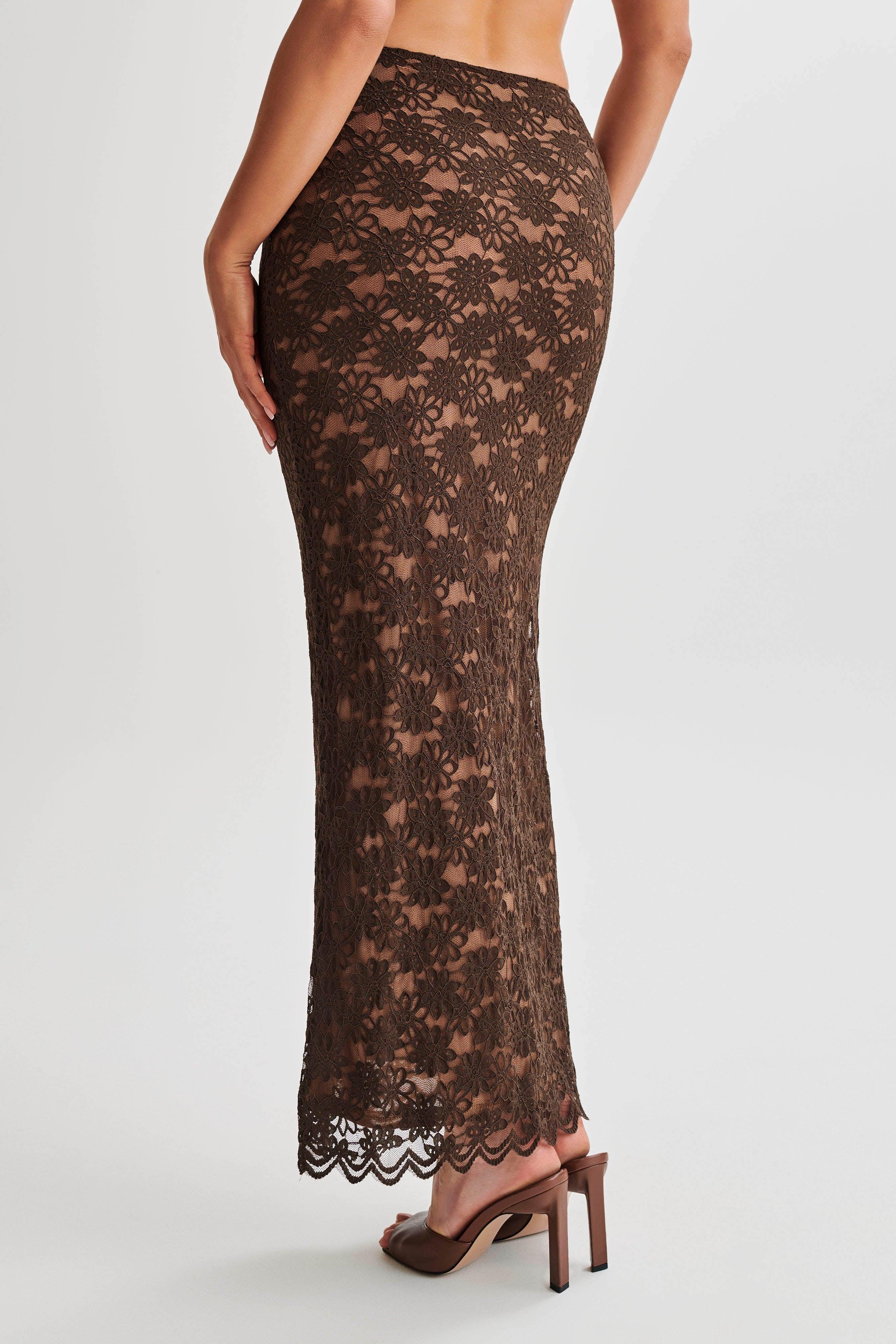 Elska Lace Maxi Skirt - Chocolate Product Image