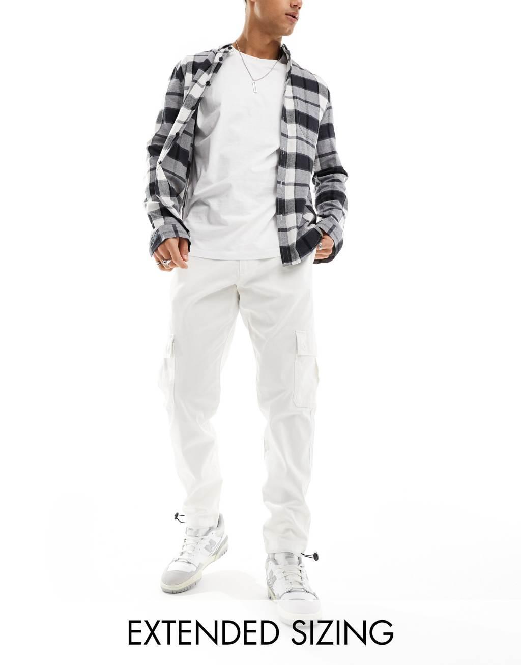 ASOS DESIGN tapered cargo pants in white Product Image