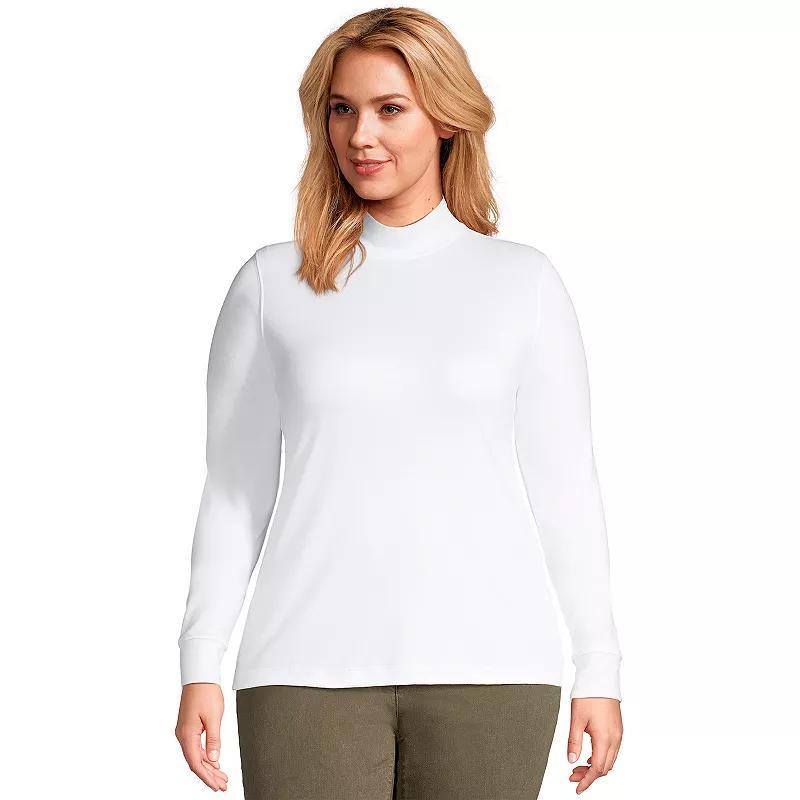 Plus Size Lands End Relaxed Mockneck Top, Womens Rich Brown Product Image