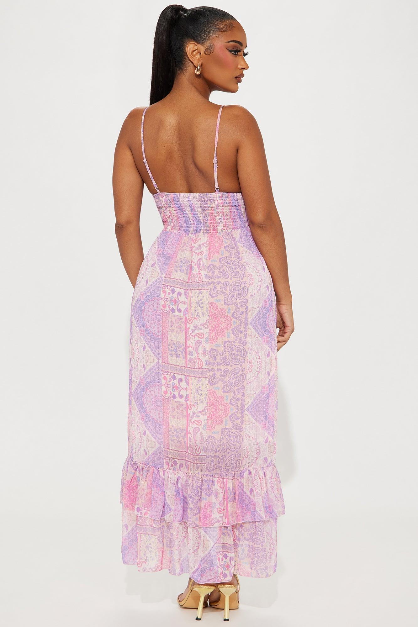 Paisley Chiffon Midi Dress - Purple/combo Product Image