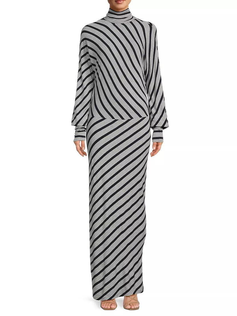 Stripe Knit Turtleneck Maxi Dress Product Image