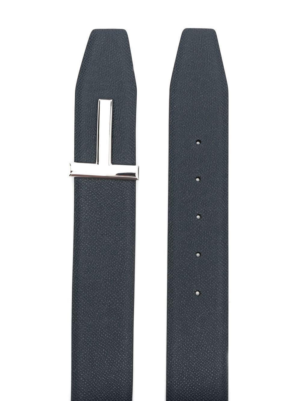 T Logo-buckle Leather Belt In Blau Product Image