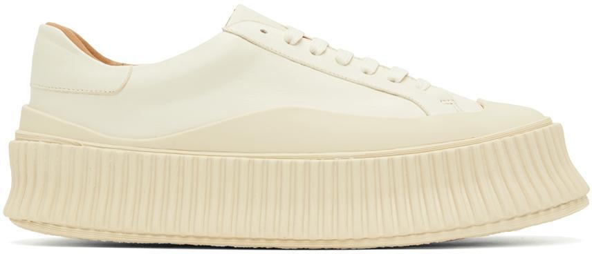 White Leather Platform Sneakers In 100 Optic White product image