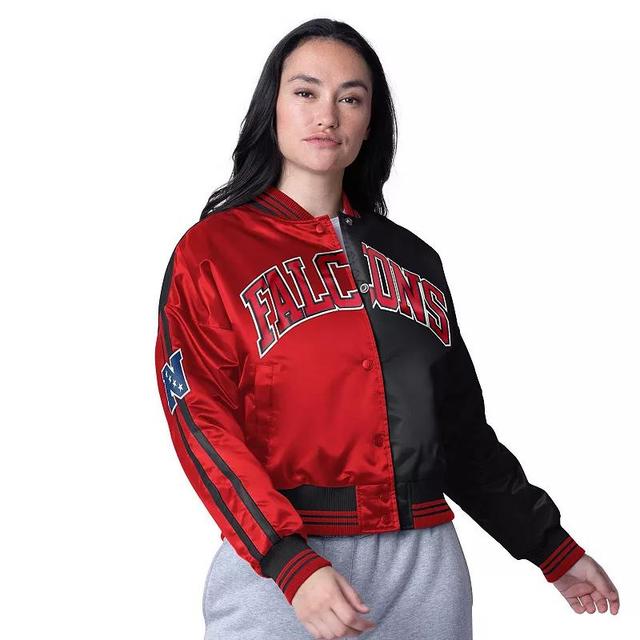 Womens Starter /Black Atlanta Falcons Zone Blitz Cropped Full-Snap Satin Jacket Product Image