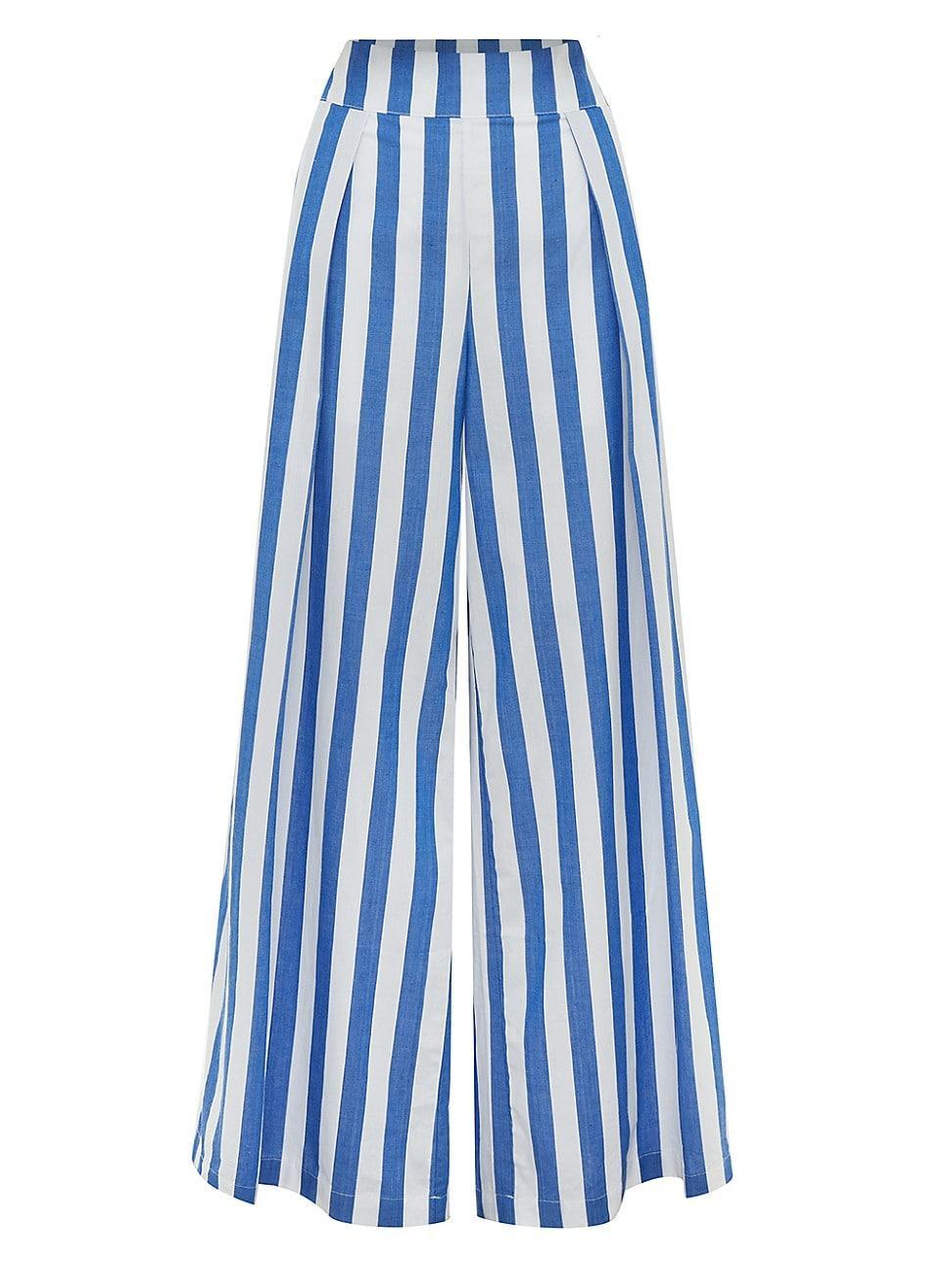 Womens Darcy Striped Cotton Voile Palazzo Pants Product Image