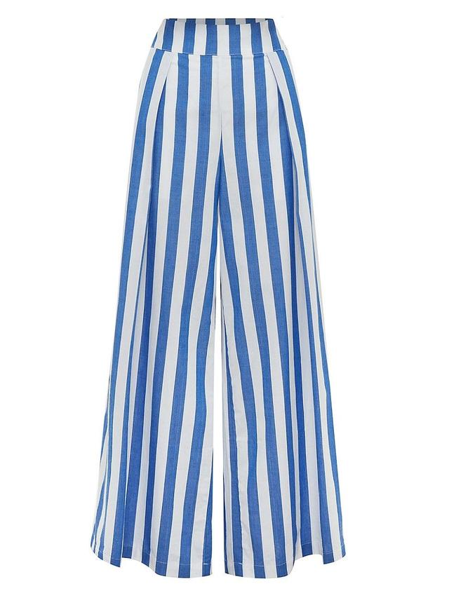 Womens Darcy Striped Cotton Voile Palazzo Pants Product Image