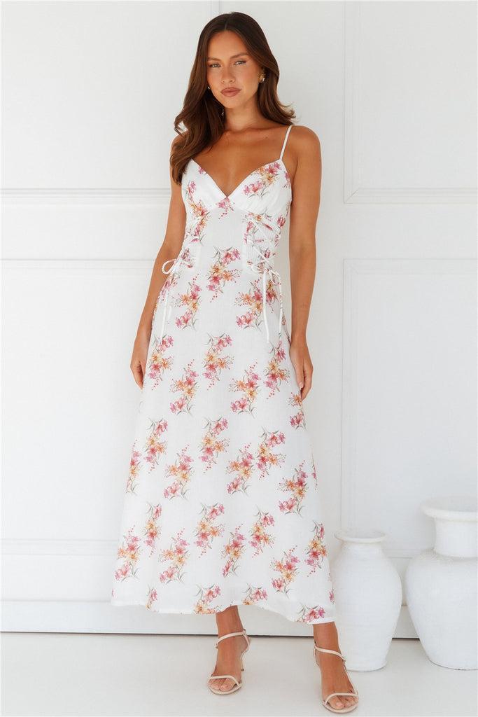 Botanical Ballerina Midi Dress White Product Image