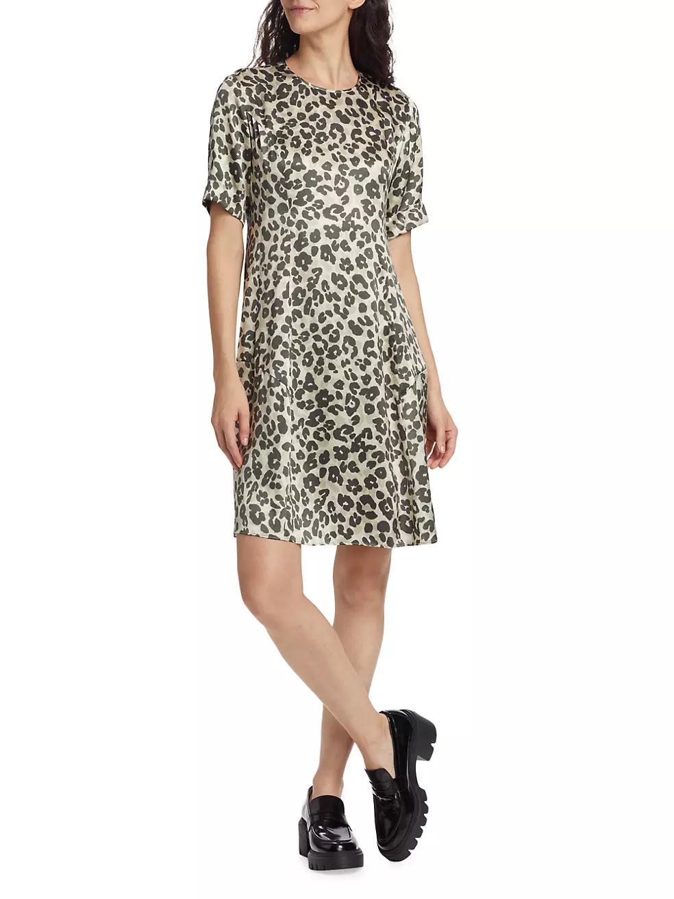 Leopard-Print Silk A-Line Minidress Product Image