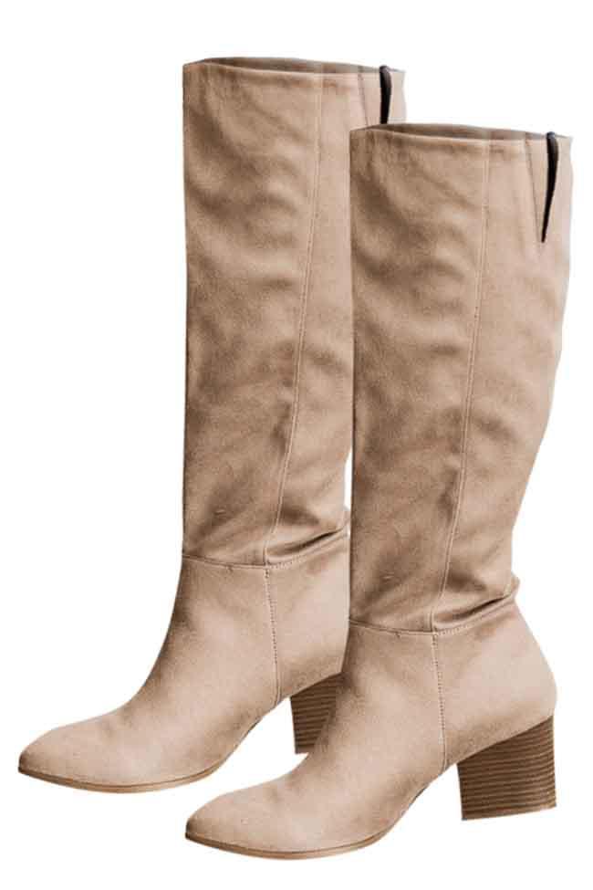 Marlee Taupe Pointed Toe Suede Boots FINAL SALE Product Image