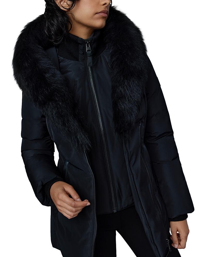 Adali Hooded Down Jacket with Shearling Collar Product Image