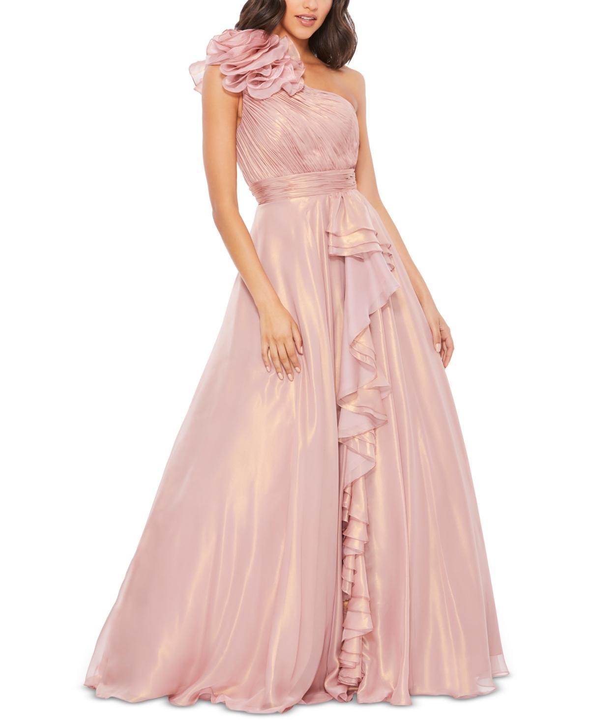 Womens One-Shoulder Chiffon Gown Product Image