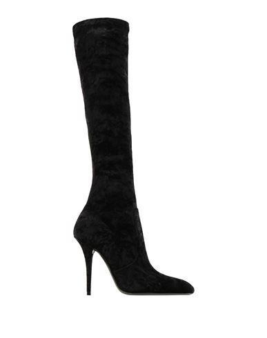 SAINT LAURENT Woman Knee Boots Black Size 7 Textile Fibers Product Image