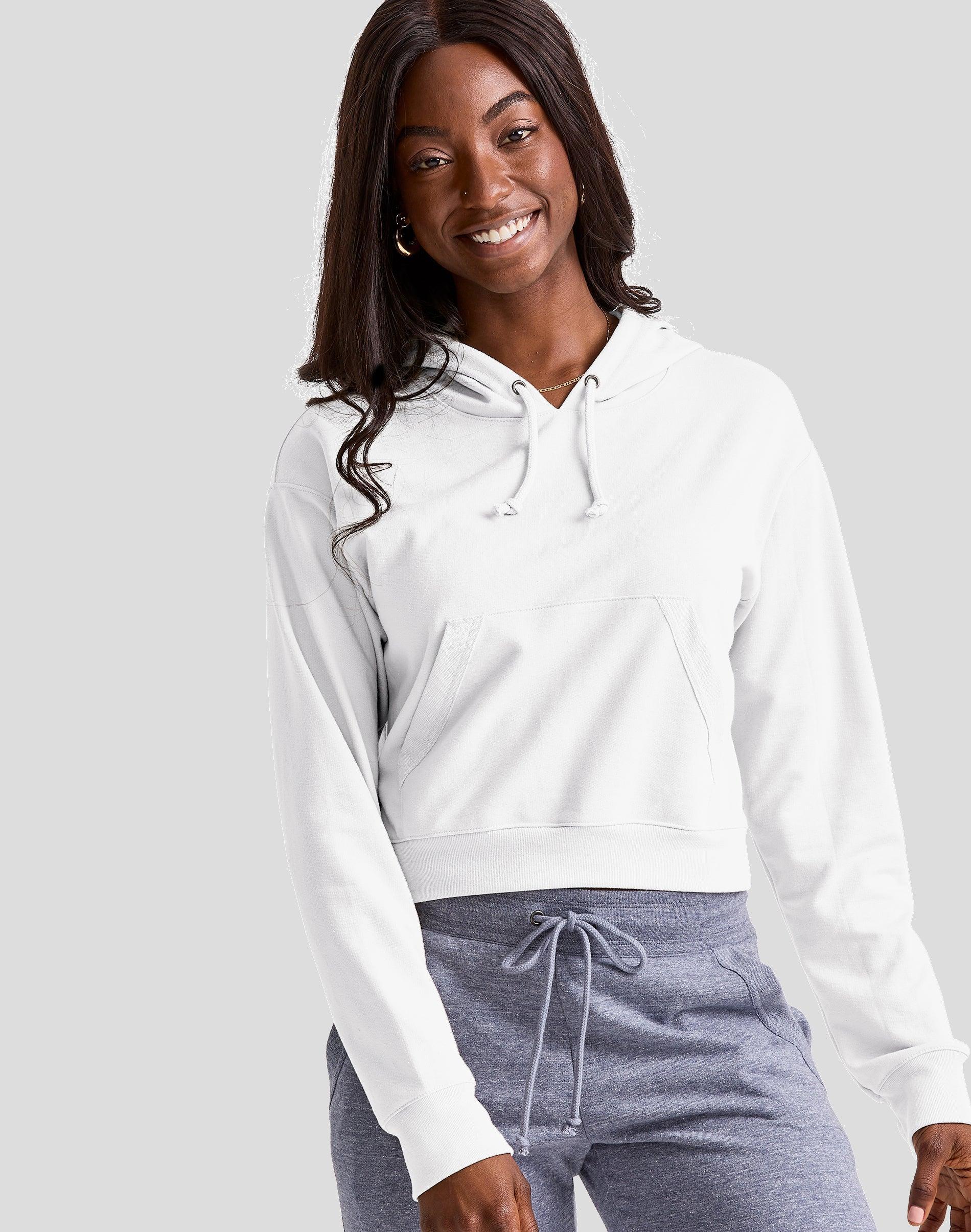 Womens Hanes Cropped Fleece Hoodie Oxford Product Image