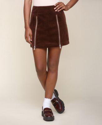 Avec Les Filles Womens Corduroy Zip-Detail Mini Skirt product image