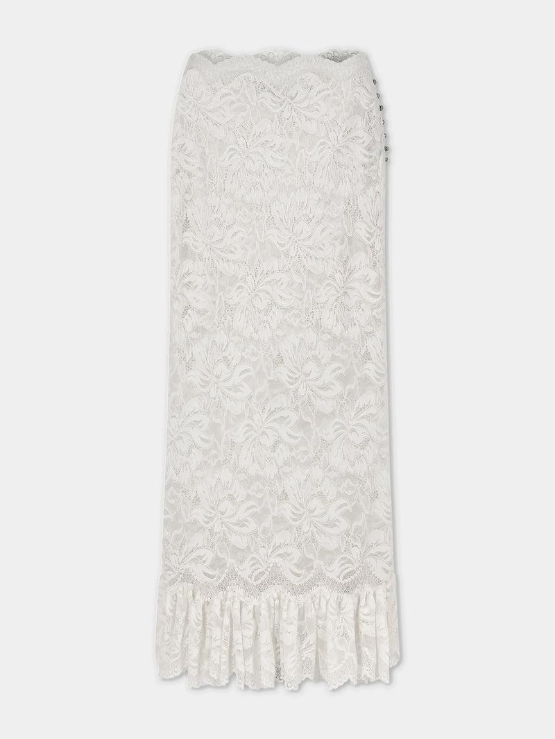 Maxi stretch lace ivory skirt Product Image