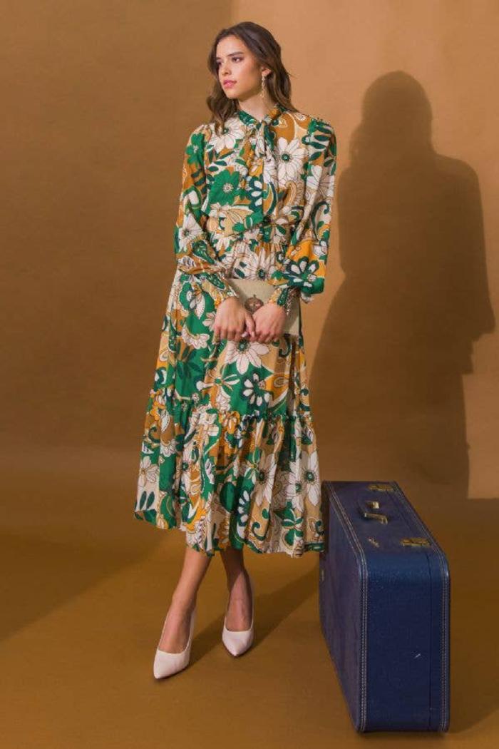 Floral Printed Woven Midi Dress Product Image