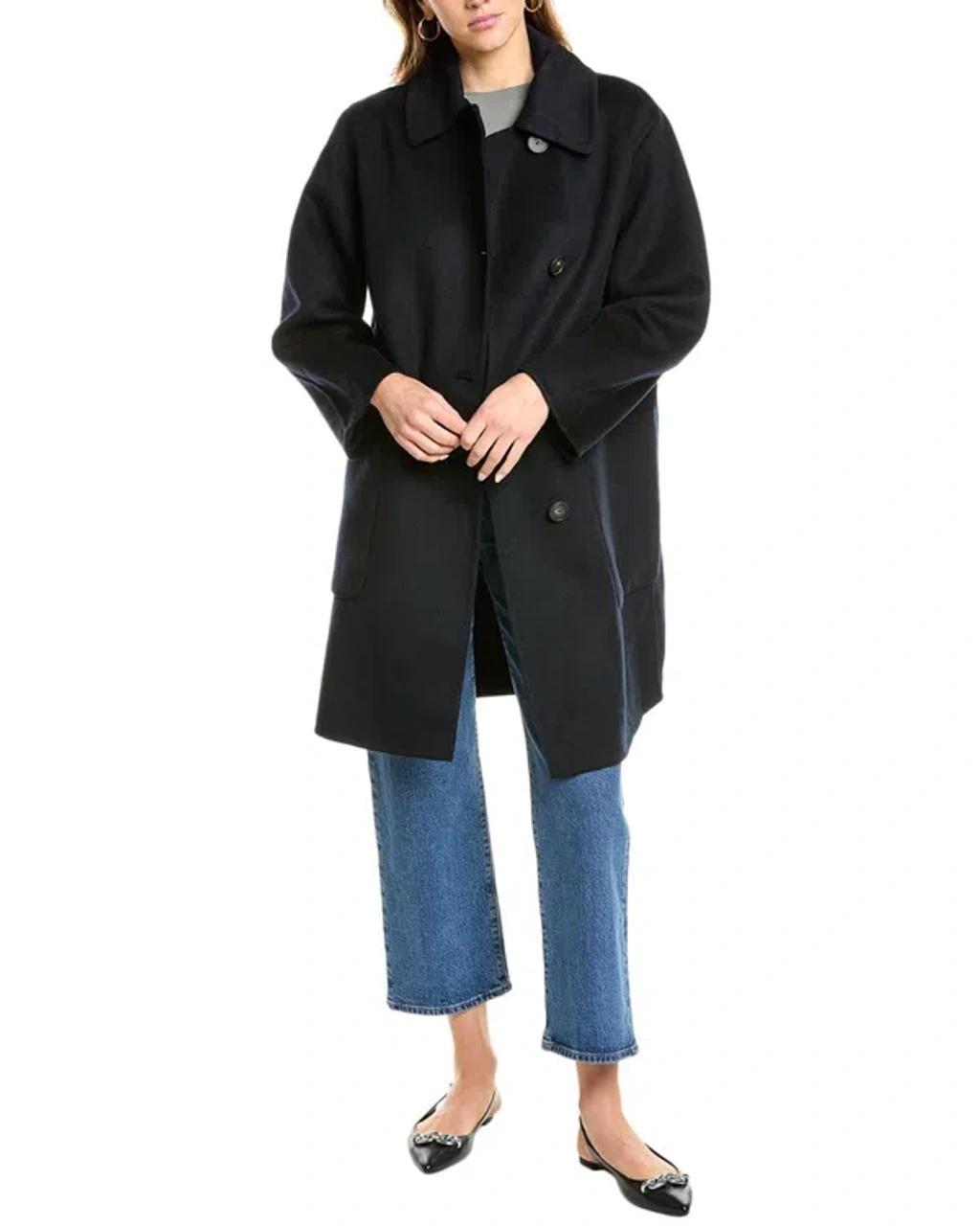 VINCE Wool-blend Car Coat In Blue Product Image