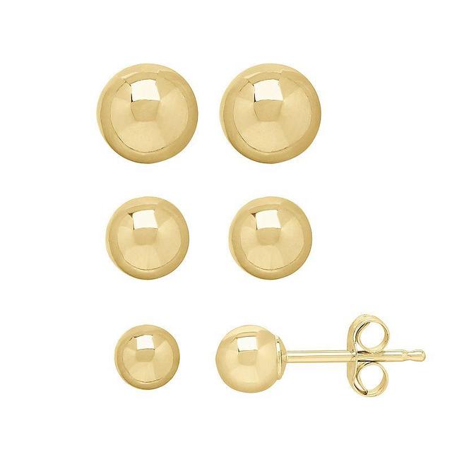 Everlasting Gold 14k Gold Ball Stud Earring Set, Womens Product Image