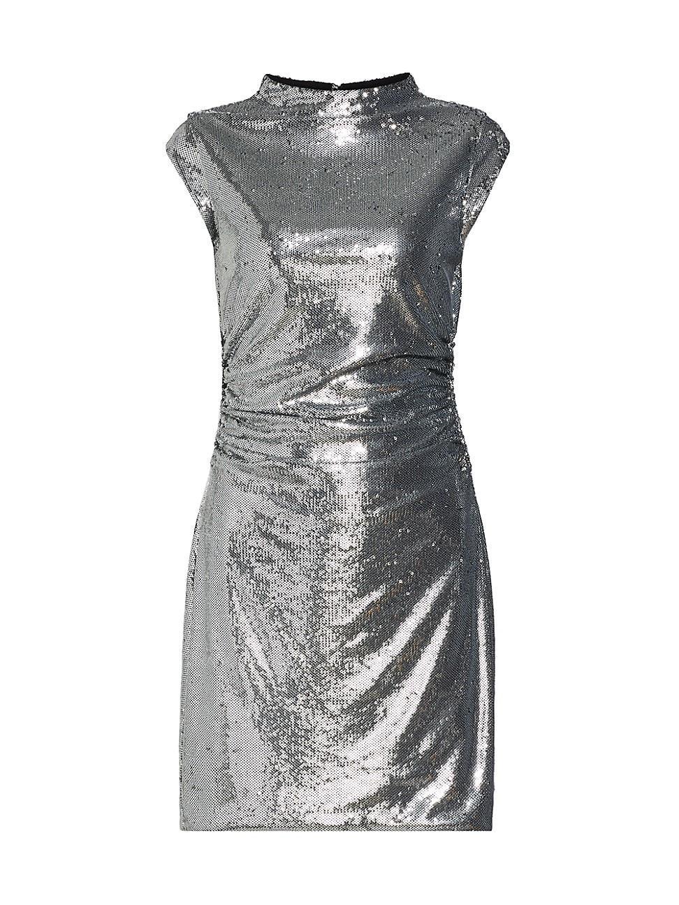 Womens Sequined Ruched Minidress Product Image