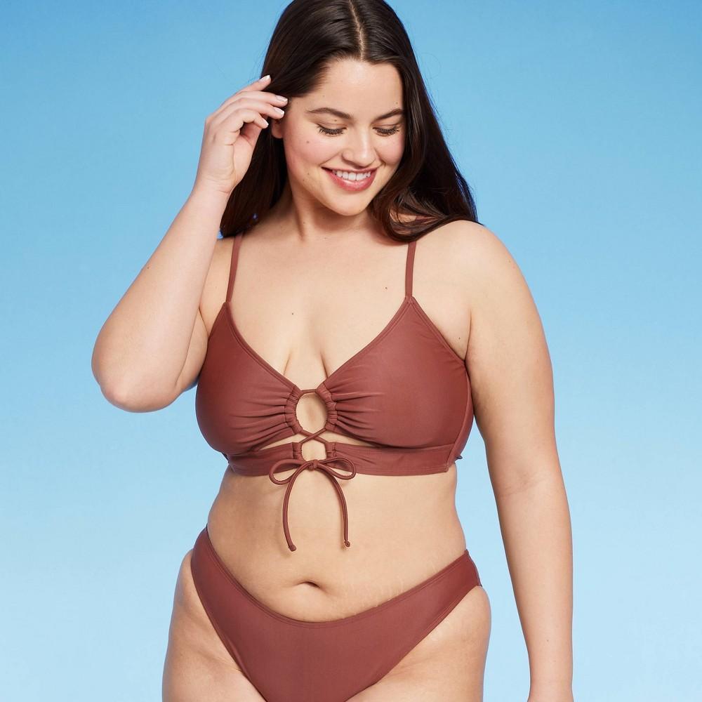 Womens Lace-Up Longline Bikini Top - Wild Fable Brown Product Image