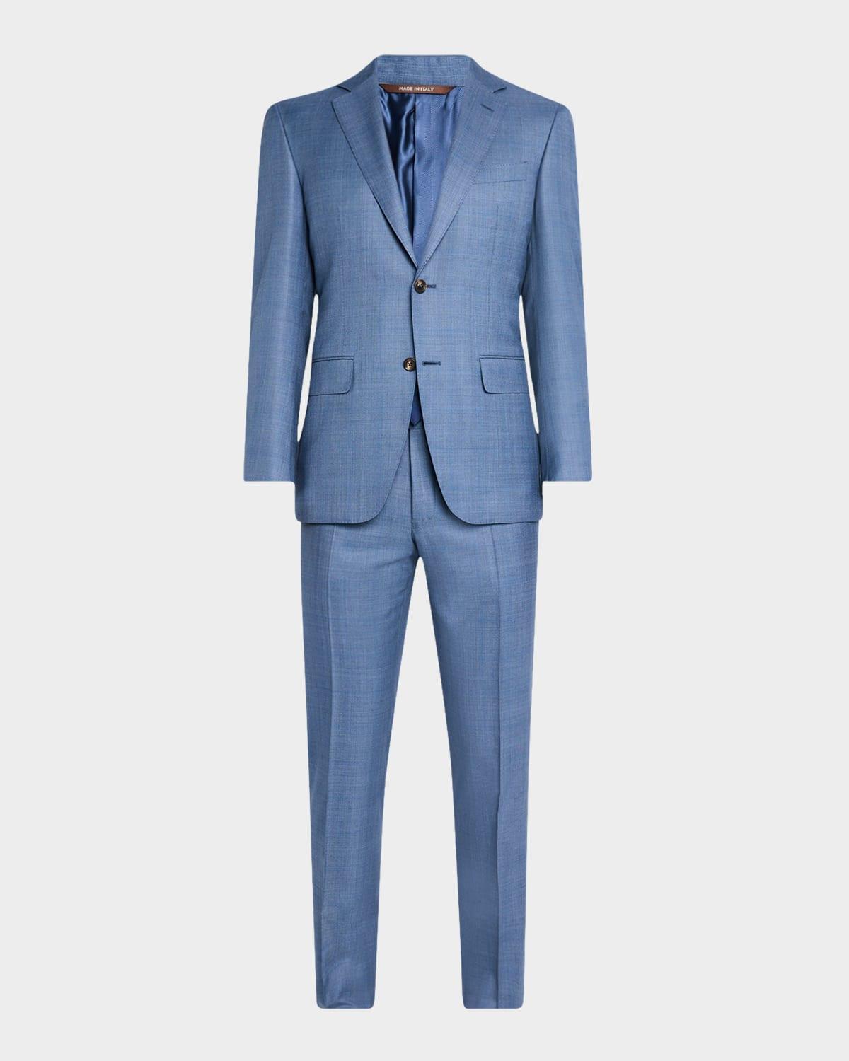 Men's Wool-Silk Windowpane Suit Product Image