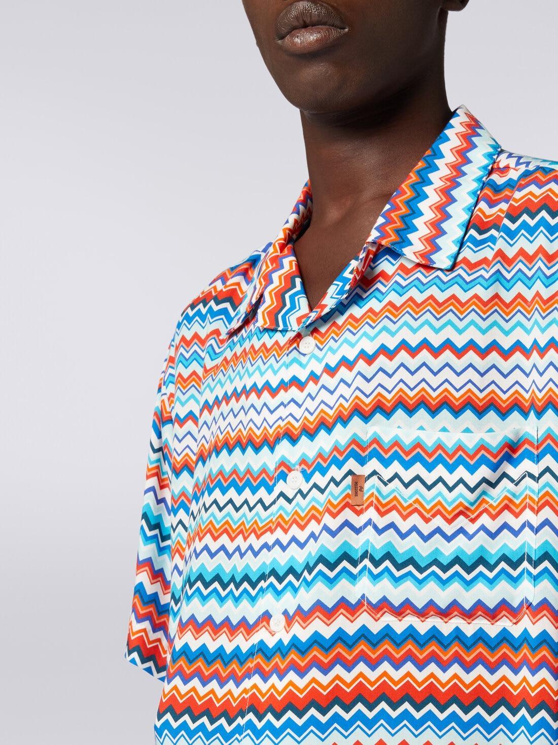 Short-sleeved bowling shirt in zigzag viscose Multicoloured | Missoni Product Image