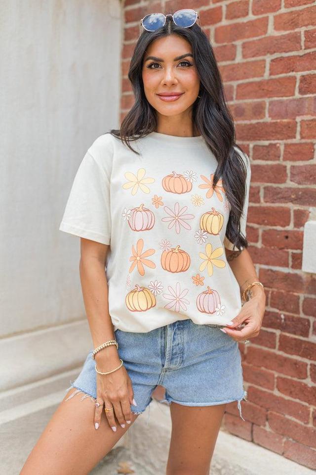 Pumpkin Daisy Cream Oversized Graphic Tee Product Image